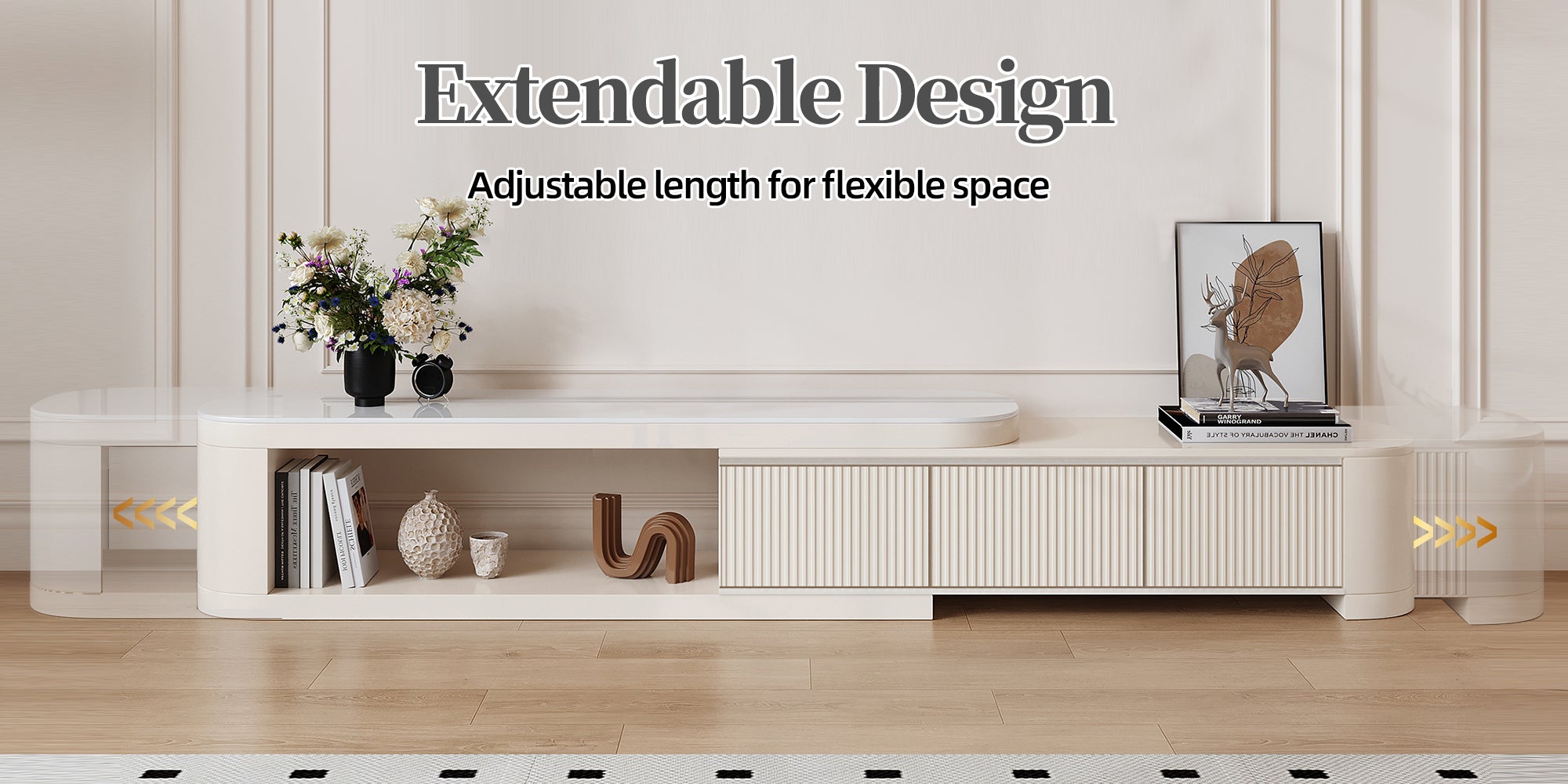 Extendable TV Stand with Storage Drawers