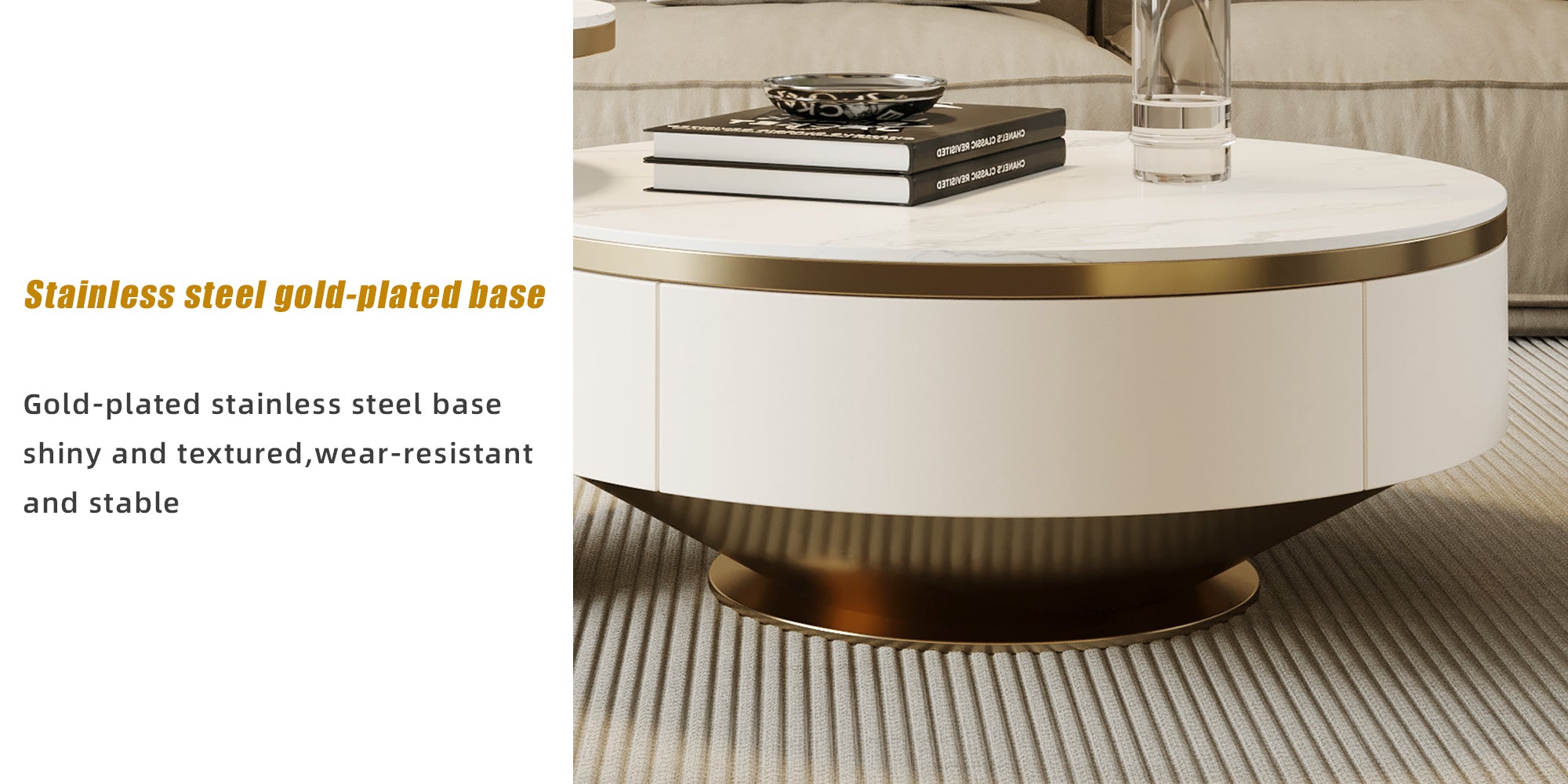 Nesting Round Coffee Table with 2 Drawers