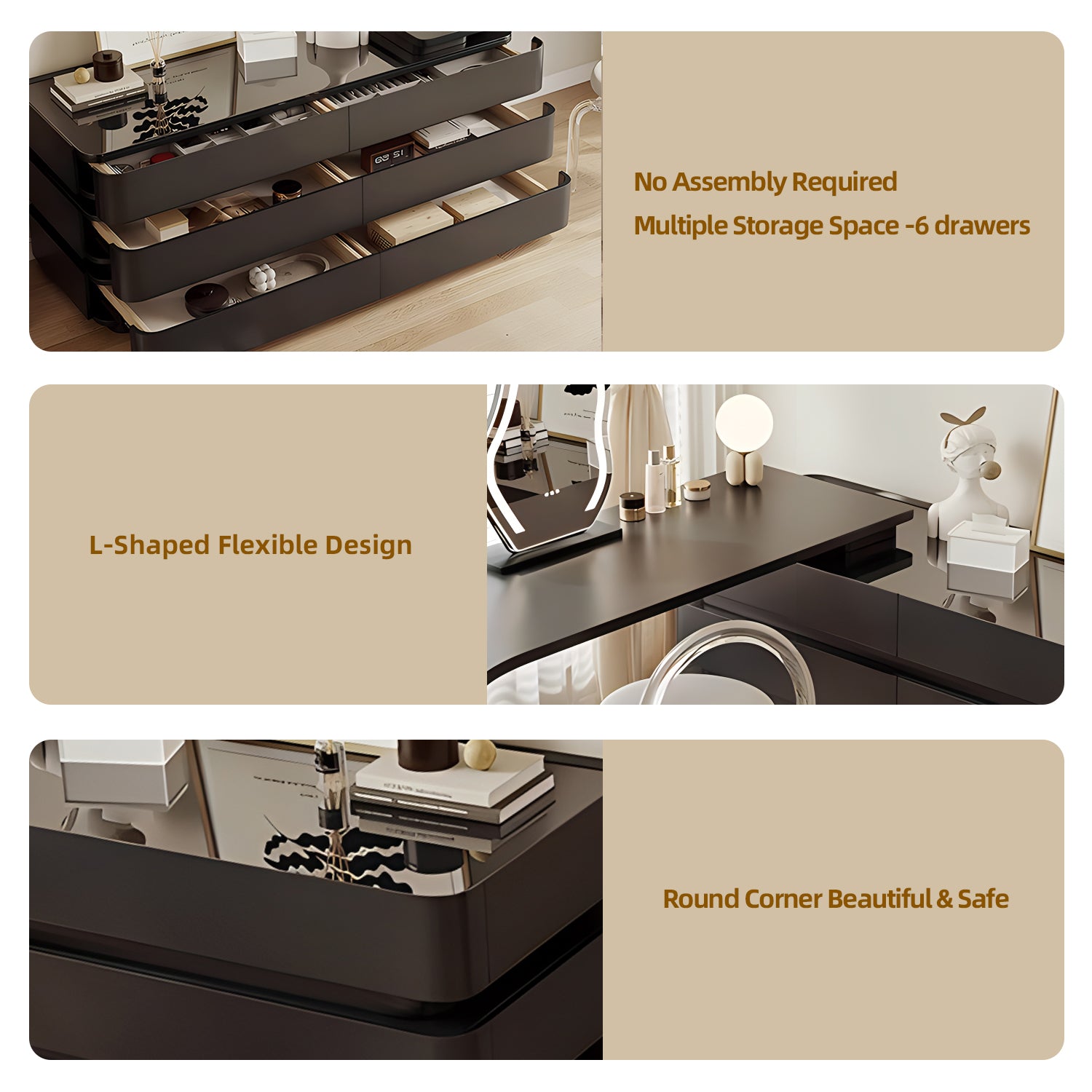 Modern Black Dressing Table