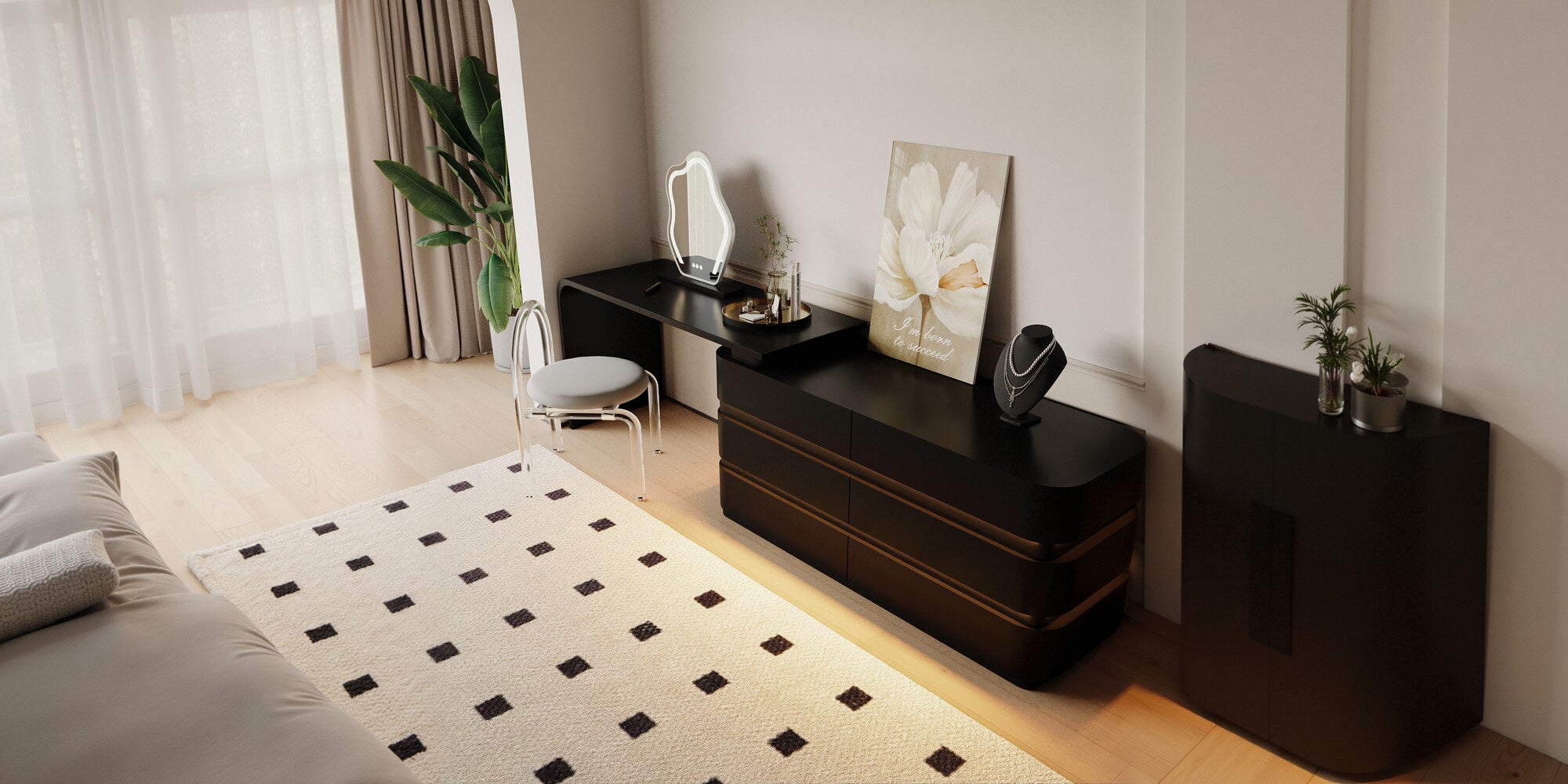 Modern Black Dressing Table