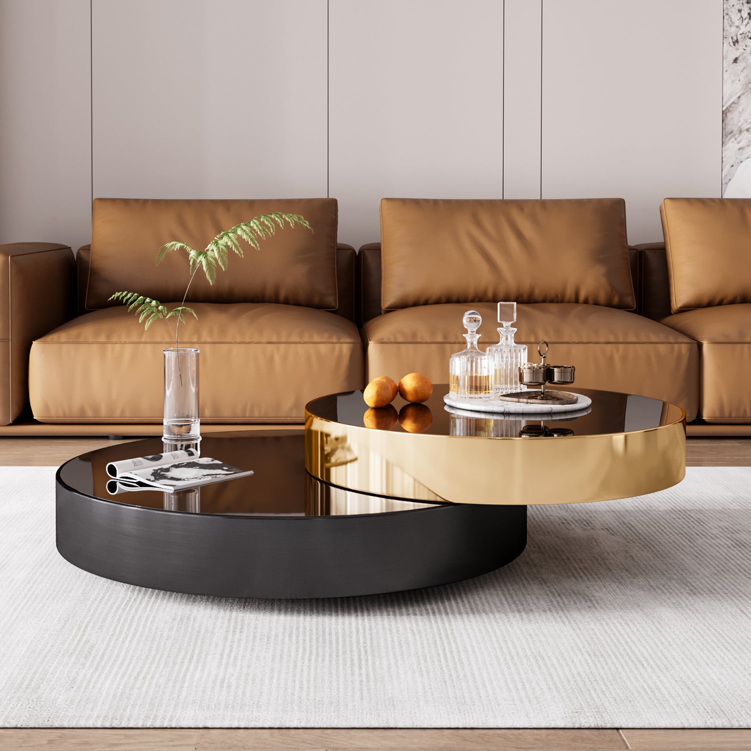 Glass Top Single Coffee Table with Stainless Steel Base