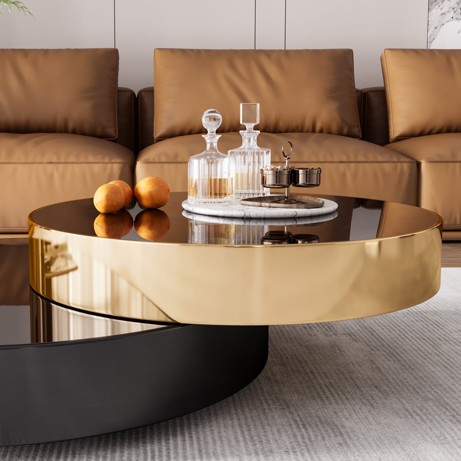 Glass Top Single Coffee Table with Stainless Steel Base