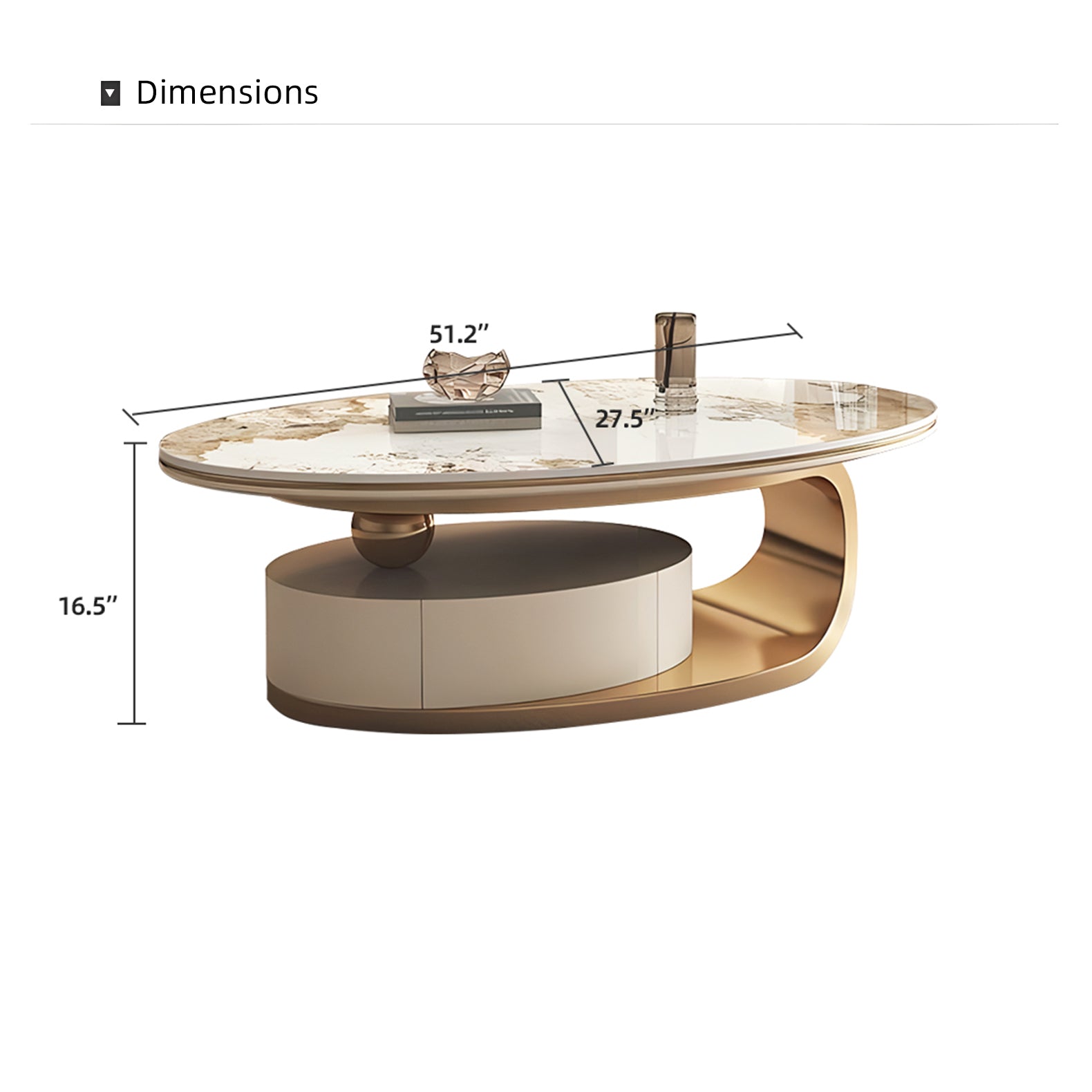 Modern Oval Coffee Table with Drawer