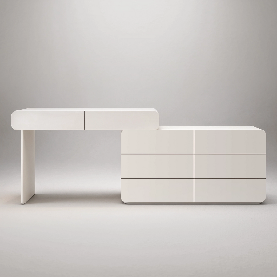 47.24" - 90" Creamy Style Expandable Makeup Counter, with 8 drawers