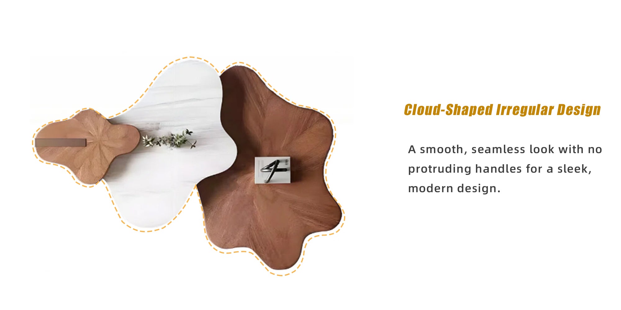 Cloud-Shaped Irregular Coffee Table Set with Faux Marble Top