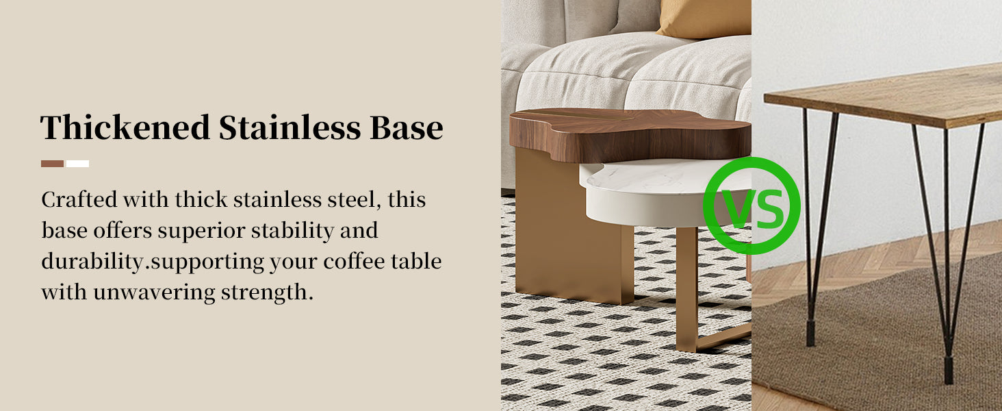 Cloud-Shaped Irregular Coffee Table Set with Faux Marble Top