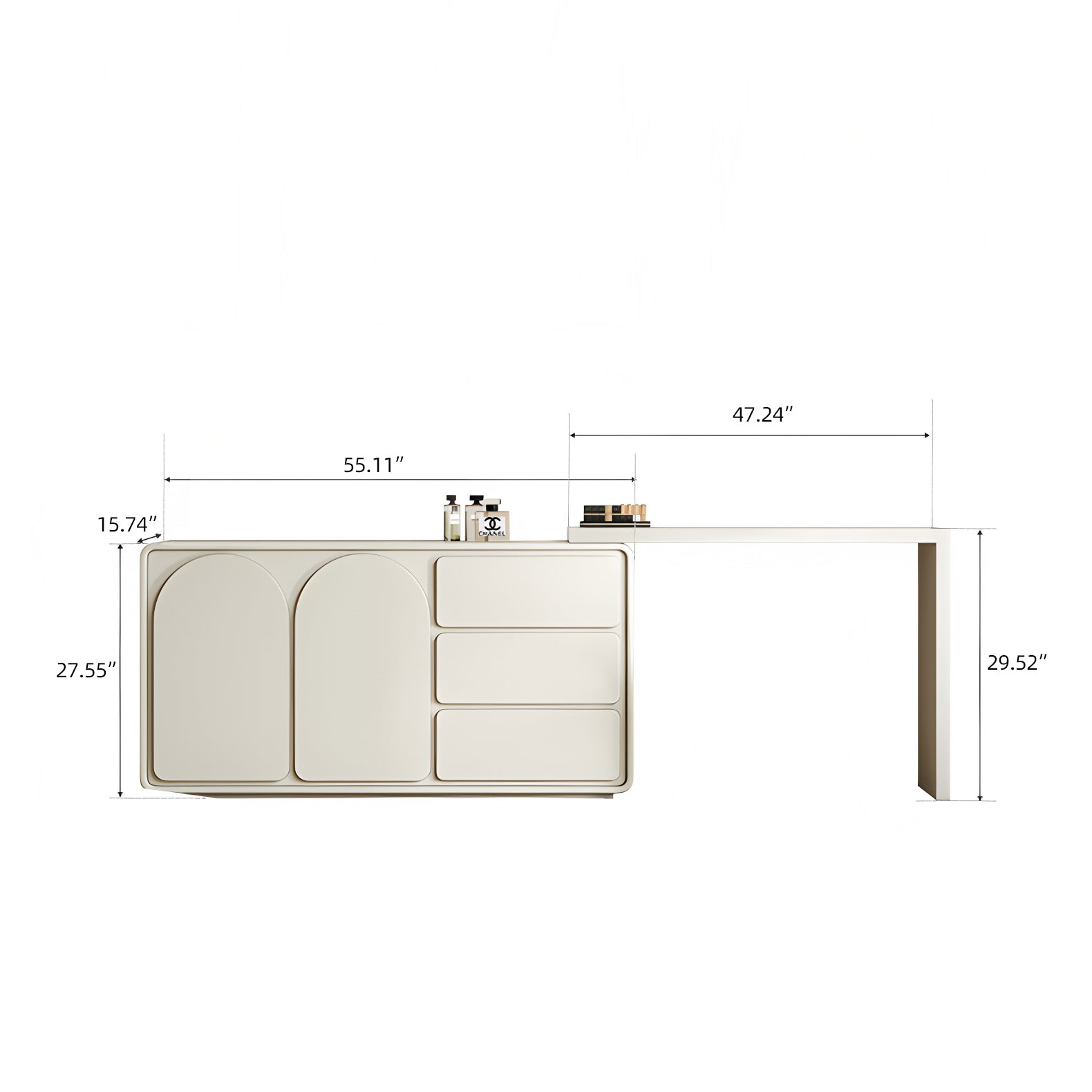 Modern Rotating Extendable Makeup Vanity with Storage - View 5