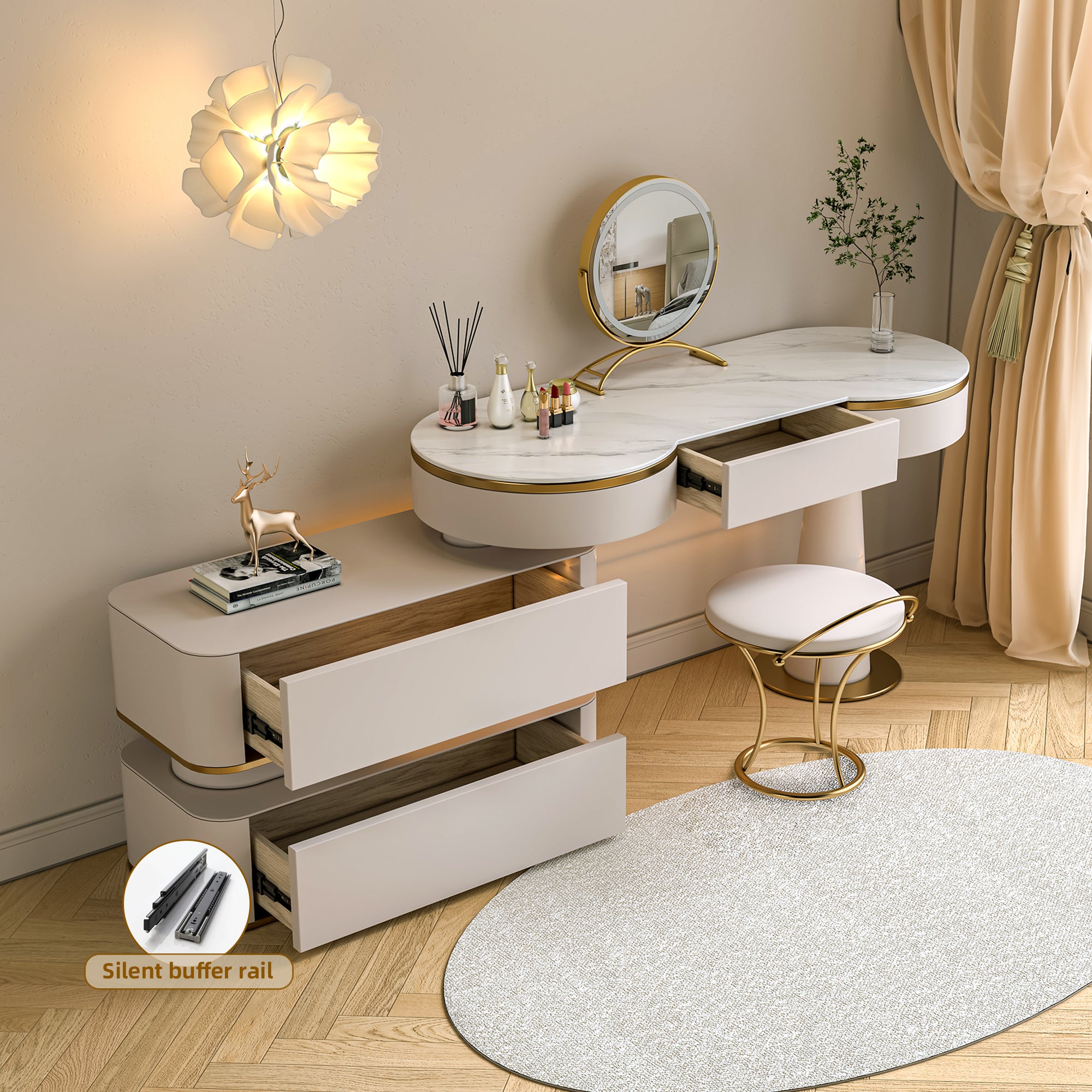 Makeup Vanity Desk with Removable Sub-Drawers