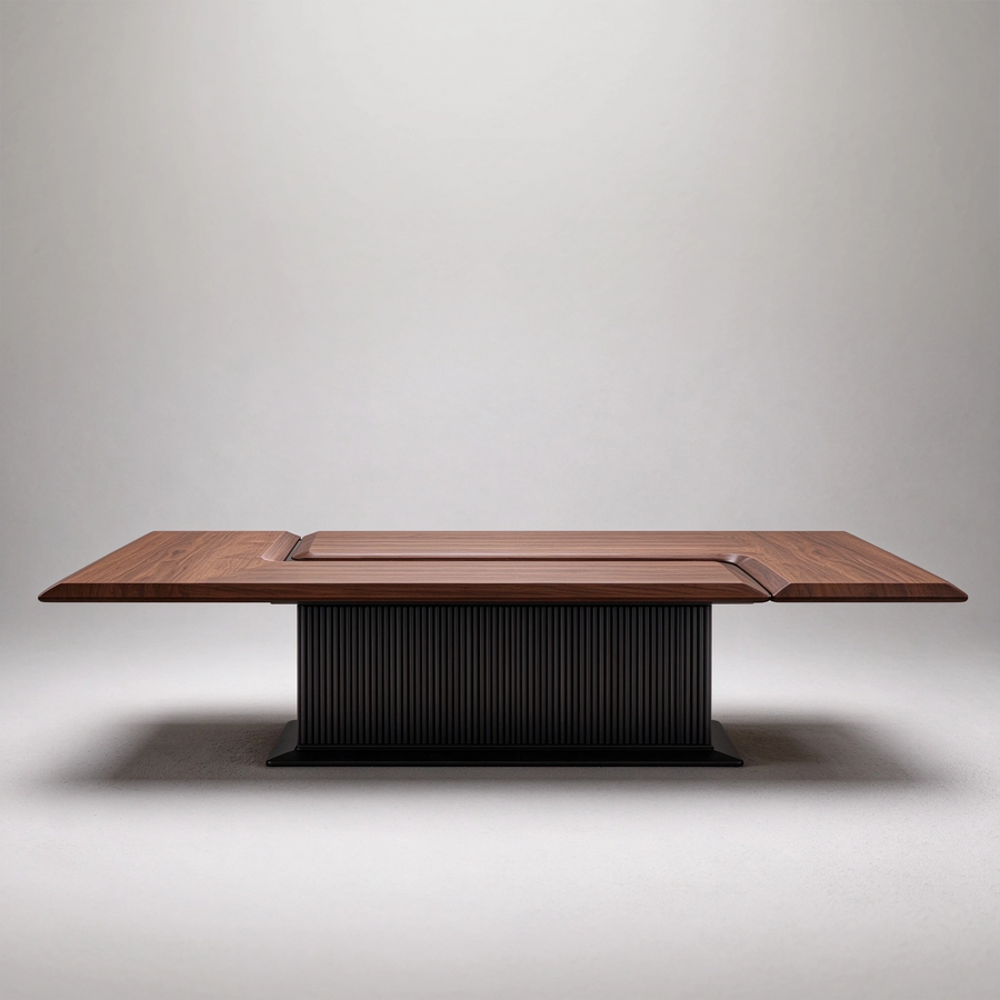 57.9" Expandable Coffee Table, Solid Wood Square-to-Rectangle with Hidden Storage
