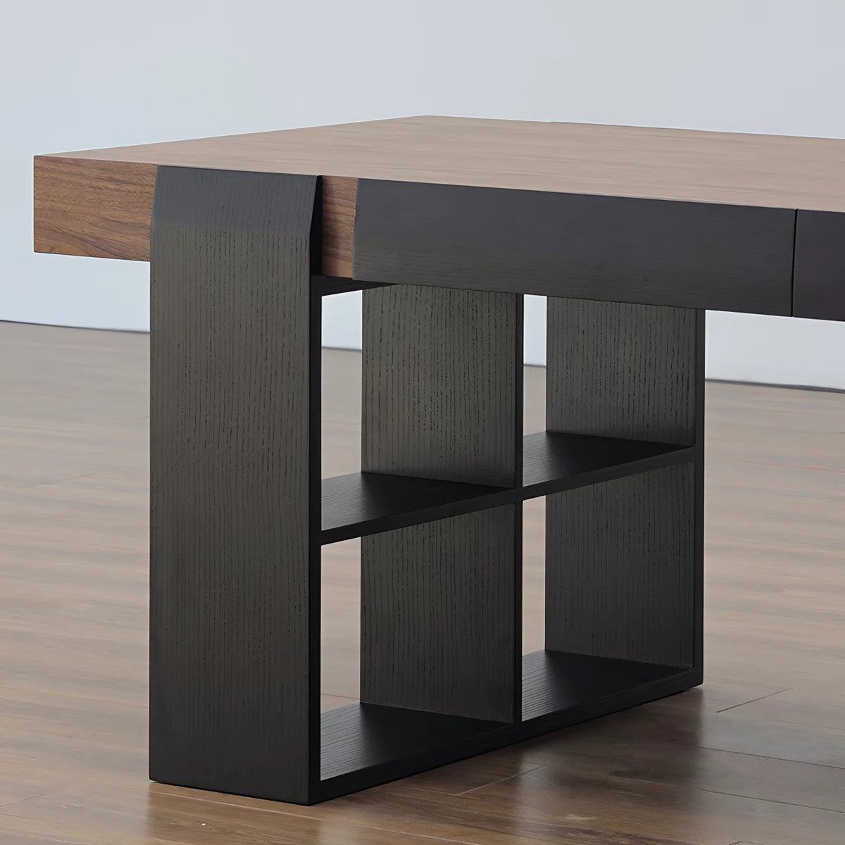 71" Modern Walnut Executive Desk with Integrated Storage Shelves & Concealed Drawers,Computer Office Table with Cable Management