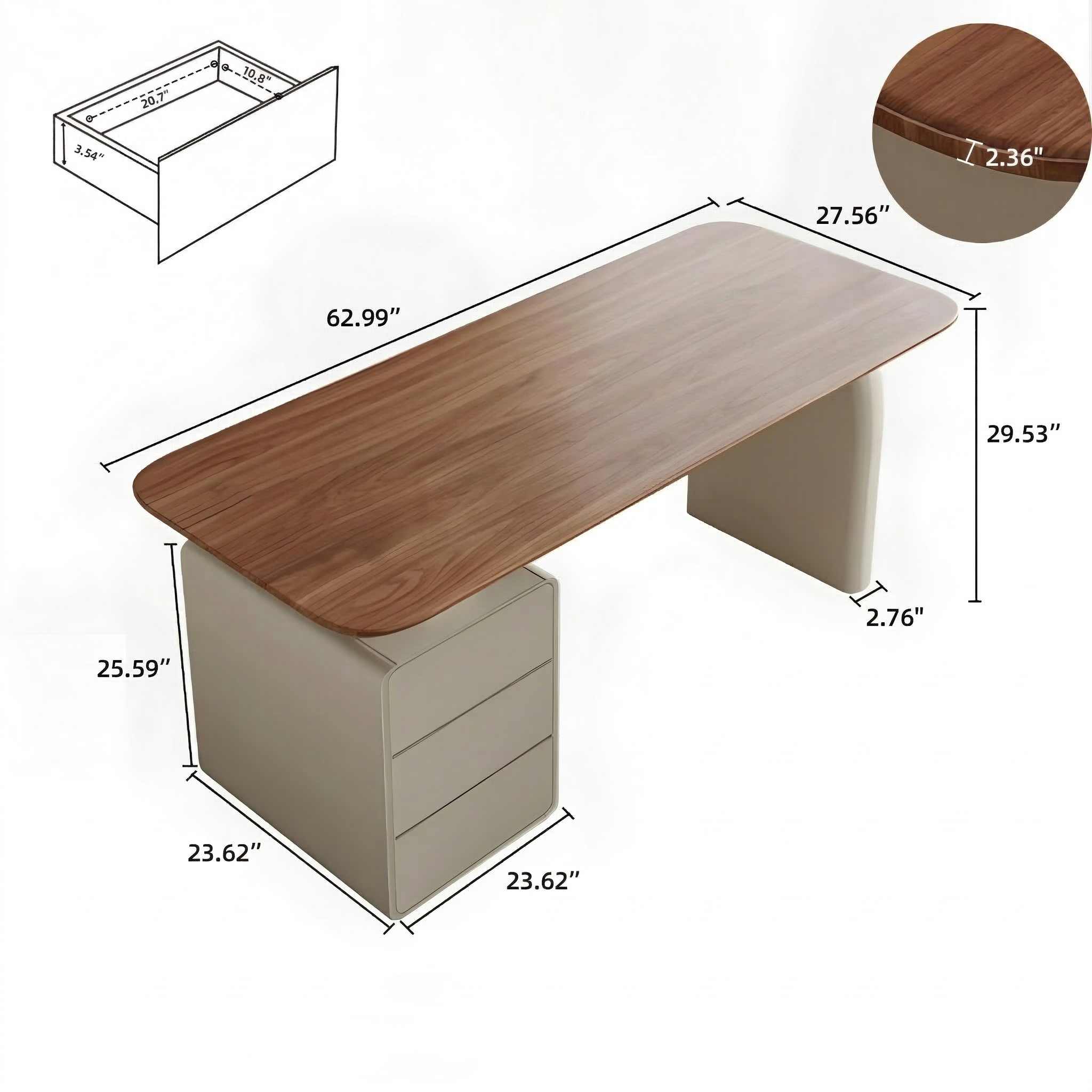 Modern Wooden Desk with Built-In Storage