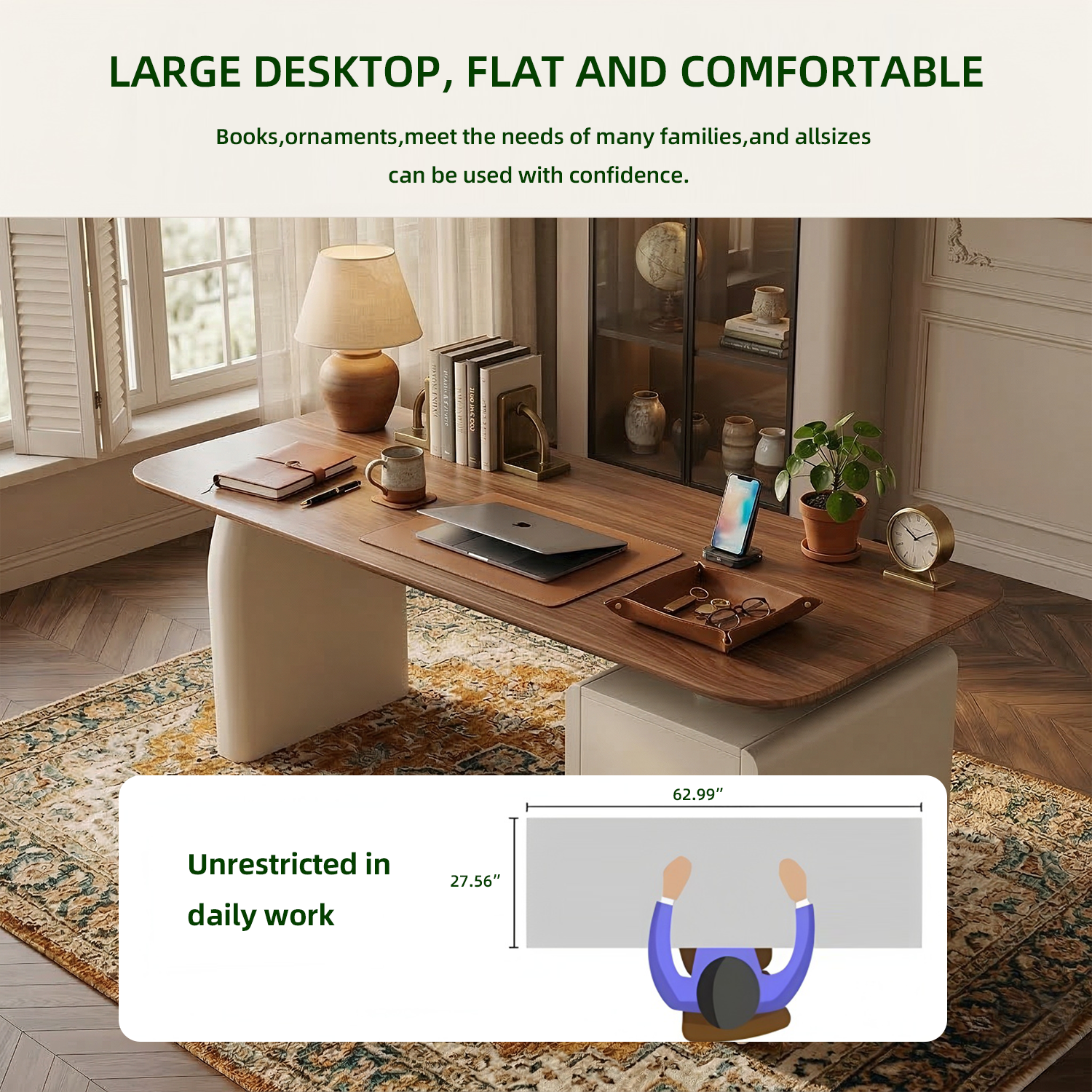 Modern Wooden Desk with Built-In Storage