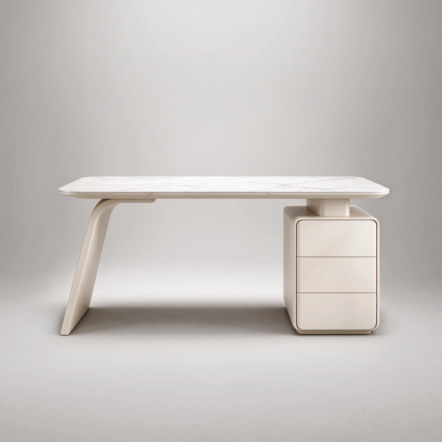 70.87" Executive Desk, Slate Top with 3 Drawers, Power Outlet & Wireless Charging