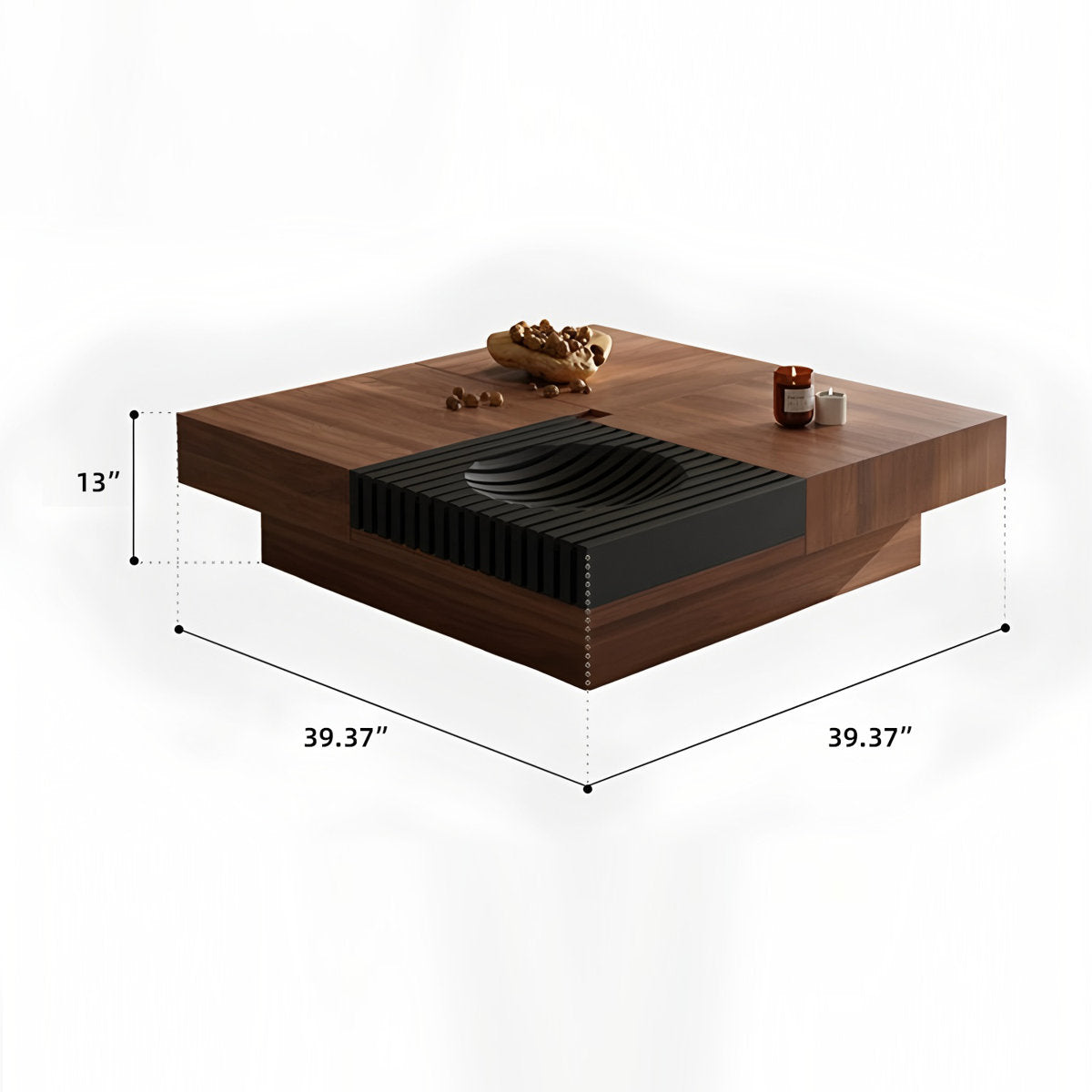 39.4" Square Manufactured Wood Coffee Table with Sliding Top and Storage