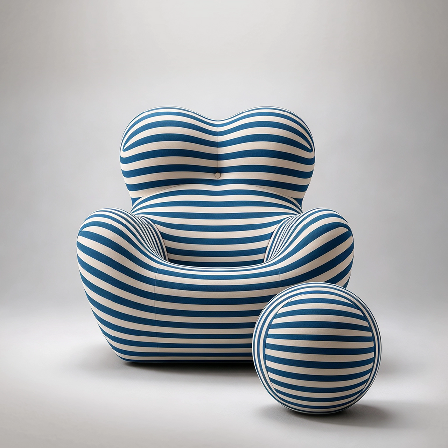 39.37'' Modern Style Cloud Lounge Chair with Footstool