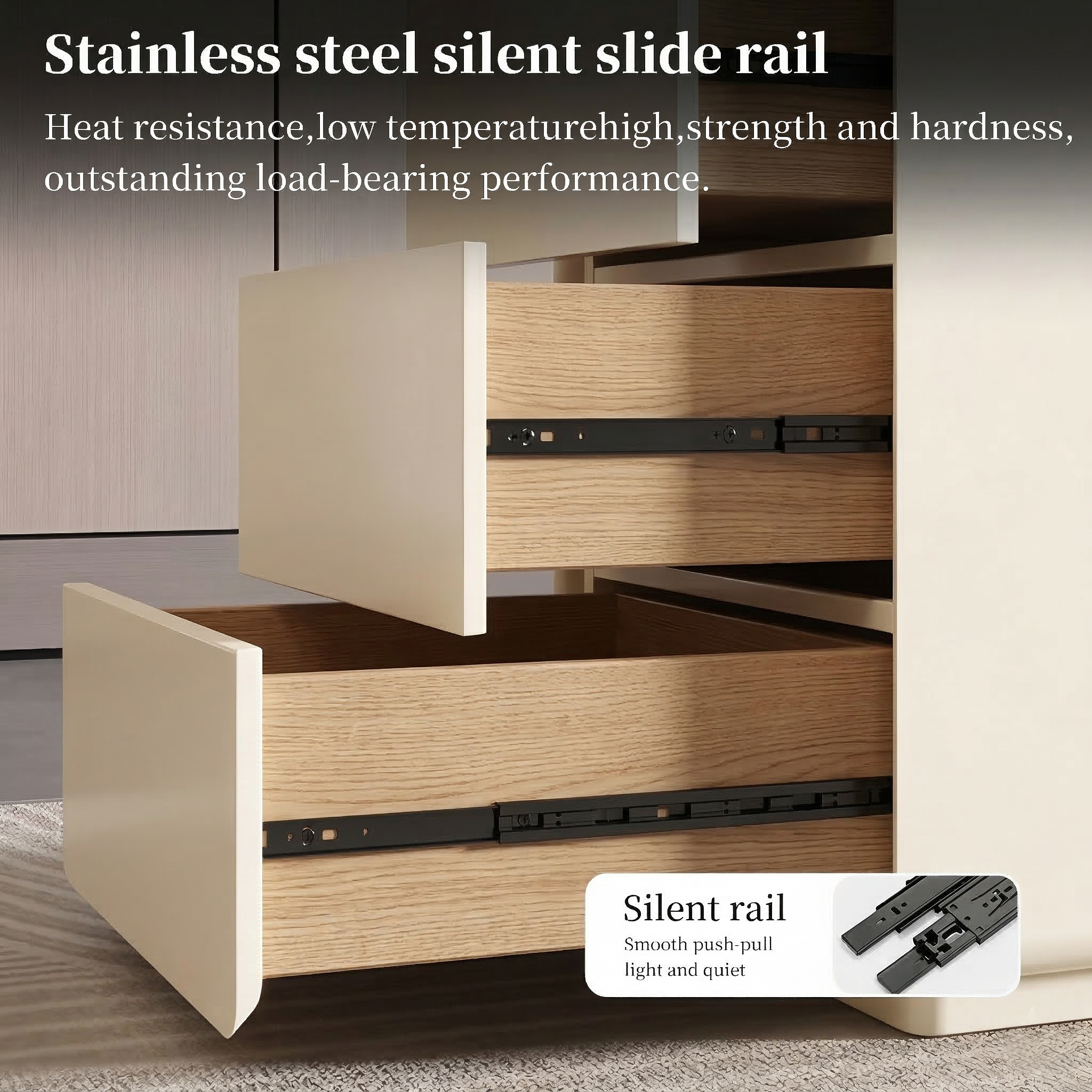 Modern Marble-Look Executive Desk with 3 Drawers, Power Strip and Wireless Charging - View 3