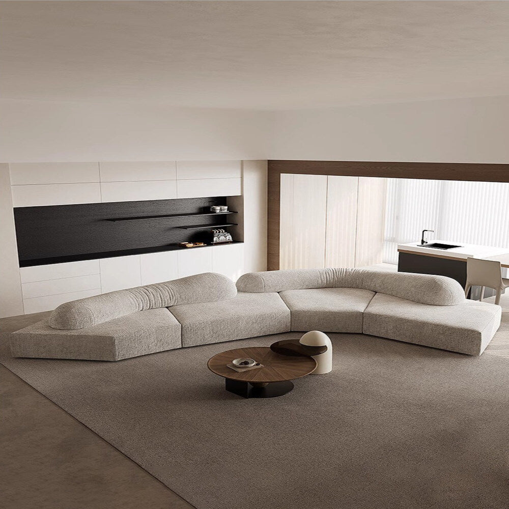170" Curved Modular L-Shaped Chenille Sectional Sofa with Removable Backrest - View 1