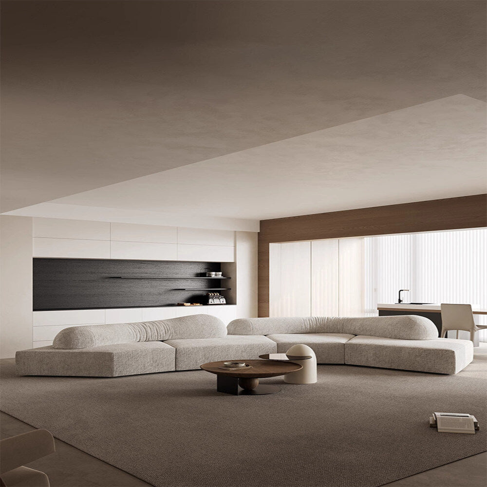 170" Curved Modular L-Shaped Chenille Sectional Sofa with Removable Backrest - View 3