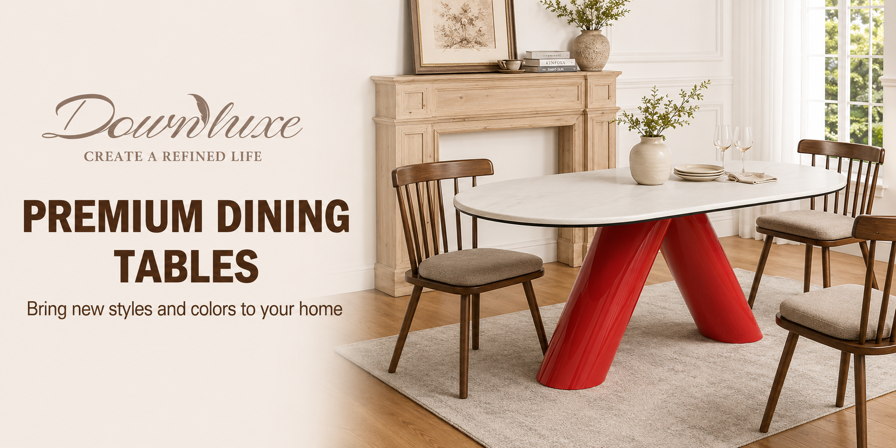 Oval Marble-Look Dining Table with Stainless Steel Base