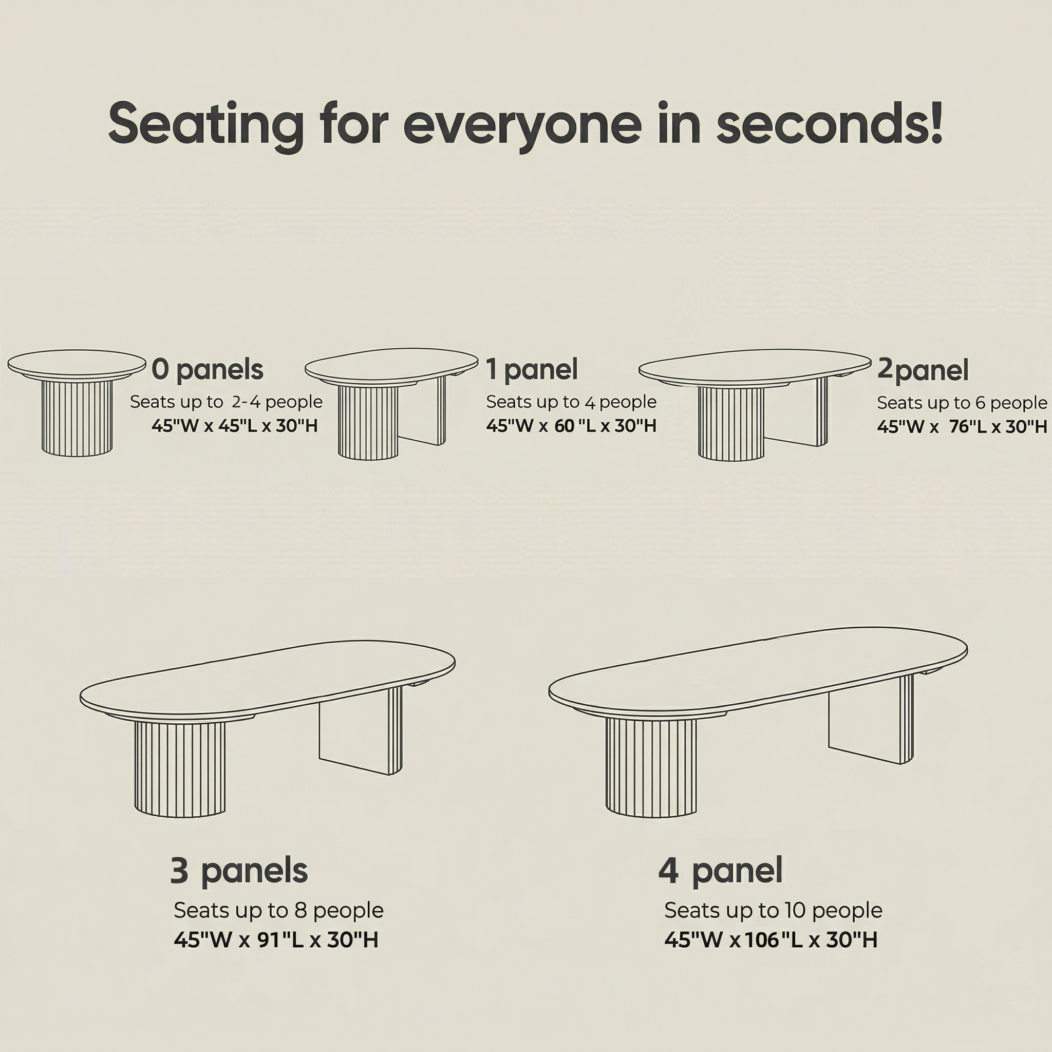 Solid Wood Extendable Dining Table and Bench Set, 45.27"–106.30", Seats 2–10 - View 11