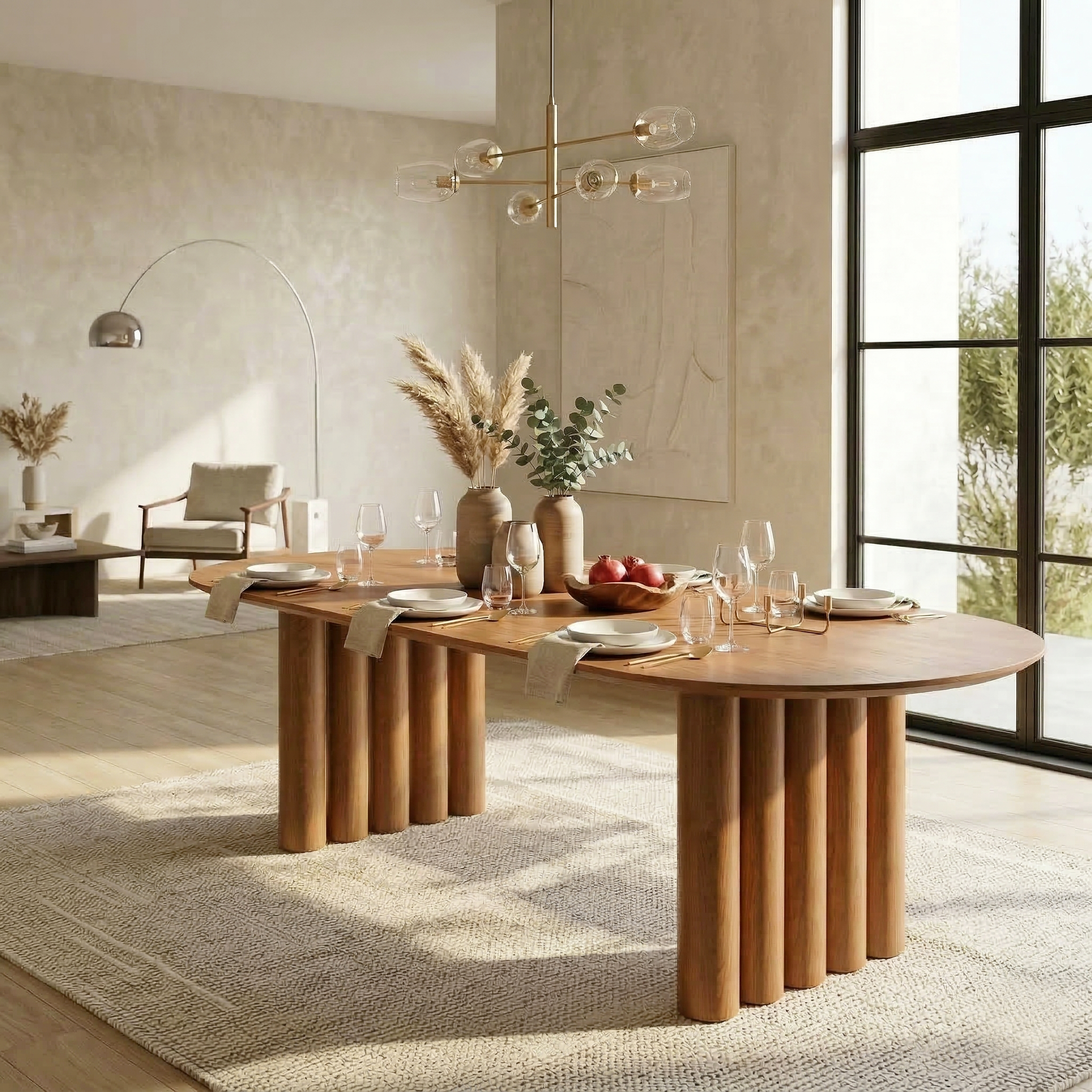 Dining room angle with DT-004 table in a real home setting