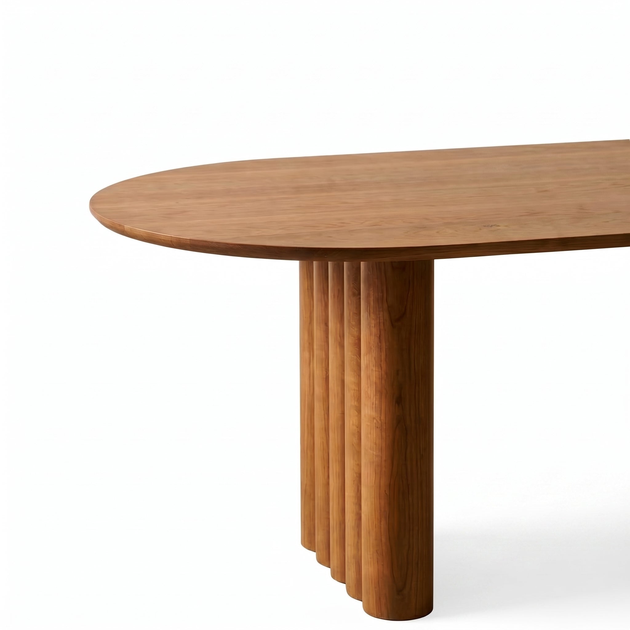 Close-up of DT-004 fluted base and oval top on a white background